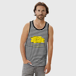 Майка мужская хлопок 21 Top: Yellow Trench, цвет: черная тельняшка — фото 2