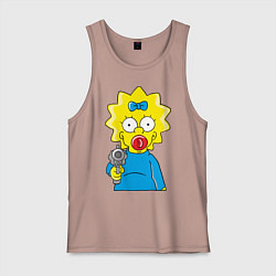 Майка мужская хлопок Мэгги с револьвером, цвет: пыльно-розовый