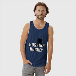 Майка мужская хлопок Russian hockey, цвет: тёмно-синий — фото 2