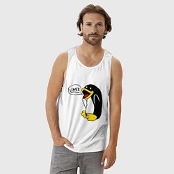 Майка мужская хлопок Пингвин: Linux, цвет: белый — фото 2