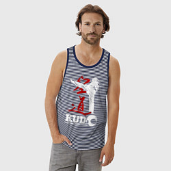 Майка мужская хлопок Kudo, цвет: синяя тельняшка — фото 2
