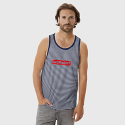 Майка мужская хлопок Obey workout, цвет: синяя тельняшка — фото 2