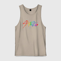 Майка мужская хлопок STRAY KIDS АВТОГРАФЫ, цвет: миндальный