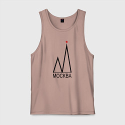 Майка мужская хлопок Москва-чёрный логотип-2, цвет: пыльно-розовый