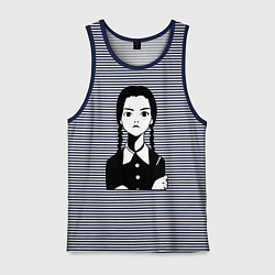 Майка мужская хлопок Wednesday Addams, цвет: синяя тельняшка