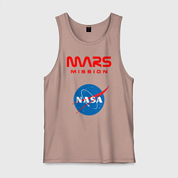 Майка мужская хлопок Nasa Mars mission, цвет: пыльно-розовый