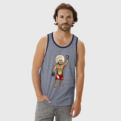 Майка мужская хлопок Хабиб Нурмагомедов, цвет: синяя тельняшка — фото 2