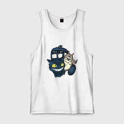 Майка мужская хлопок Tardis Totoro, цвет: белый