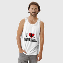 Майка мужская хлопок I love football, цвет: белый — фото 2