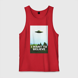Майка мужская хлопок I WANT TO BELIEVE, цвет: красный