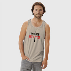 Майка мужская хлопок Less Gab, More Stab, цвет: миндальный — фото 2