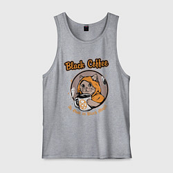 Майка мужская хлопок Black Coffee Cat, цвет: меланж