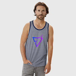 Майка мужская хлопок Liquid Triangle, цвет: синяя тельняшка — фото 2