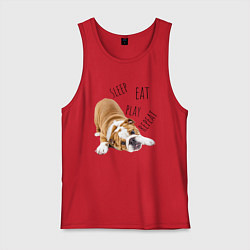 Майка мужская хлопок Sleep Eat Play Repeat Бульдог, цвет: красный
