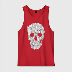 Майка мужская хлопок ЧЕРЕП ИЗ КОТИКОВ, цвет: красный