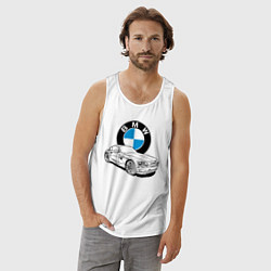 Майка мужская хлопок BMW, цвет: белый — фото 2