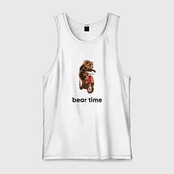 Майка мужская хлопок Bear time, цвет: белый