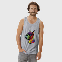 Майка мужская хлопок Берегись шнауцеров!, цвет: меланж — фото 2