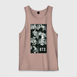 Майка мужская хлопок BTS, цвет: пыльно-розовый