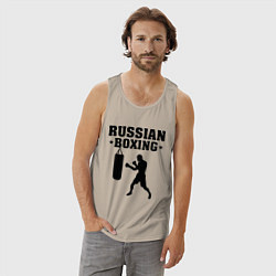 Майка мужская хлопок Russian Boxing, цвет: миндальный — фото 2