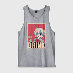 Майка мужская хлопок DRINK, цвет: меланж