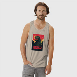 Майка мужская хлопок Godzilla, цвет: миндальный — фото 2
