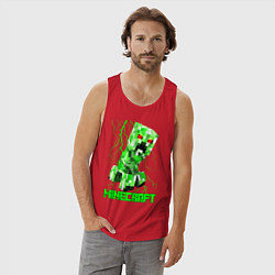 Майка мужская хлопок MINECRAFT CREEPER, цвет: красный — фото 2