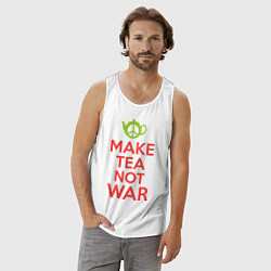 Майка мужская хлопок Make tea not war, цвет: белый — фото 2