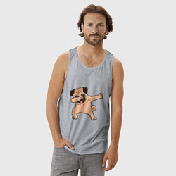 Майка мужская хлопок Мопс ДАБ, цвет: меланж — фото 2