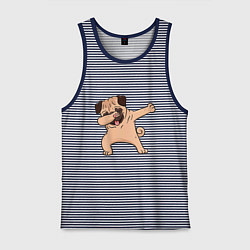 Майка мужская хлопок Мопс ДАБ, цвет: синяя тельняшка