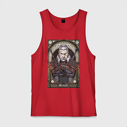 Майка мужская хлопок The Witcher, Geralt, Ведьмак,, цвет: красный