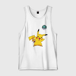 Майка мужская хлопок Pokemon pikachu 1, цвет: белый