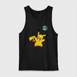 Майка мужская хлопок Pokemon pikachu 1, цвет: черный