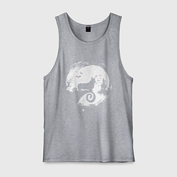 Майка мужская хлопок Полнолуние Корги, цвет: меланж