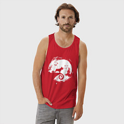 Майка мужская хлопок Полнолуние Французский бульдог, цвет: красный — фото 2