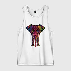 Майка мужская хлопок  Слон с орнаментом, цвет: белый