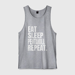Майка мужская хлопок EAT SLEEP PENTAKILL REPEAT, цвет: меланж