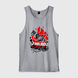 Майка мужская хлопок CYBERPUNK 2077 SAMURAI, цвет: меланж