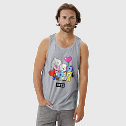 Майка мужская хлопок BT21, цвет: меланж — фото 2