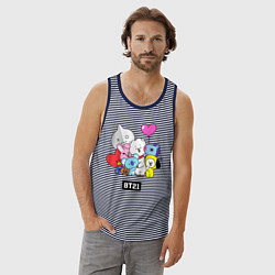 Майка мужская хлопок BT21, цвет: синяя тельняшка — фото 2