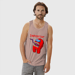 Майка мужская хлопок AMONG US - IMPOSTOR, цвет: пыльно-розовый — фото 2