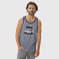 Майка мужская хлопок Jeep, цвет: синяя тельняшка — фото 2