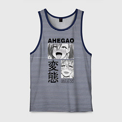 Майка мужская хлопок Ahegao, цвет: синяя тельняшка