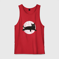 Майка мужская хлопок Черный кот, цвет: красный