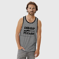 Майка мужская хлопок Drop Please, цвет: черная тельняшка — фото 2