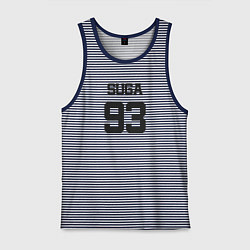 Майка мужская хлопок BTS - Suga 93, цвет: синяя тельняшка