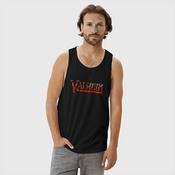 Майка мужская хлопок Valheim огненный лого, цвет: черный — фото 2