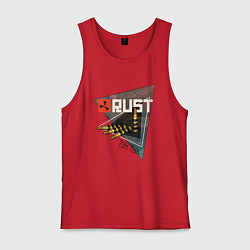 Майка мужская хлопок Rust Стучим в дверь соседу Раст, цвет: красный