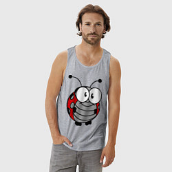 Майка мужская хлопок Удивленная божья коровка, цвет: меланж — фото 2