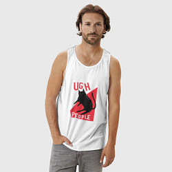 Майка мужская хлопок Тьфу Люди Black Cat, цвет: белый — фото 2